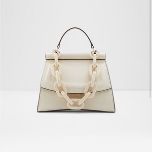Aldo White Mini Purse with Gold Chain